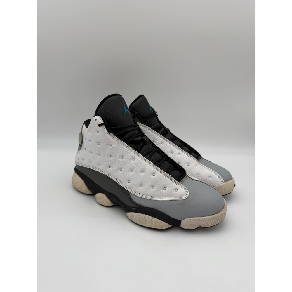 CLEAN Jordan 13 Retro‎ Barons White Black Wolf Grey Teal 414571-115 Mens Size 12